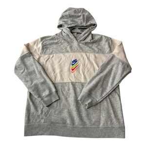 Nike Hoodie Boys XL Gray Colorblock Logo Pullover Youth Sweatshirt